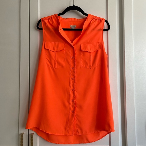 J. Crew Tops - J. CREW Neon Orange Sleeveless Top Size 12